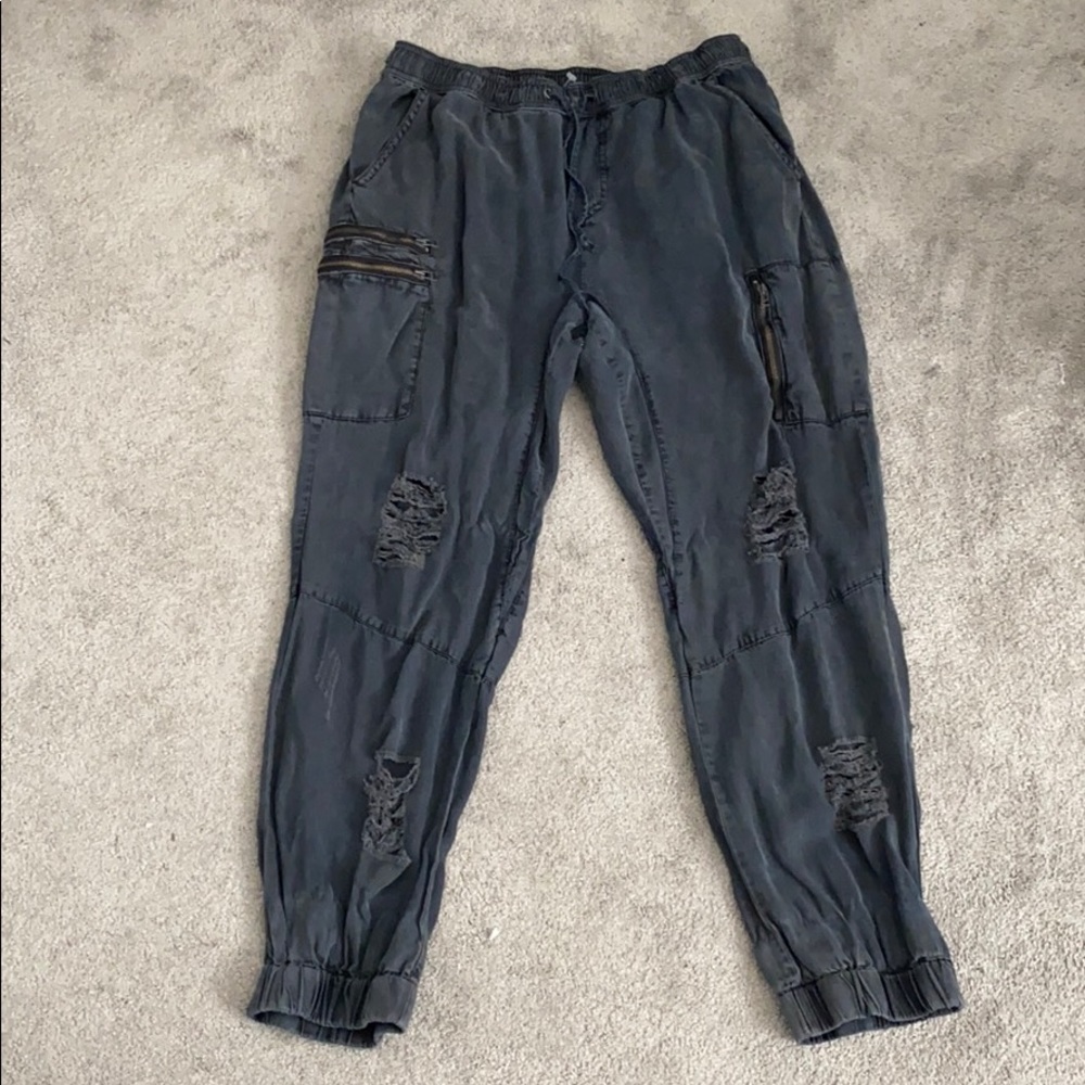 Grey Ripped jogger pants